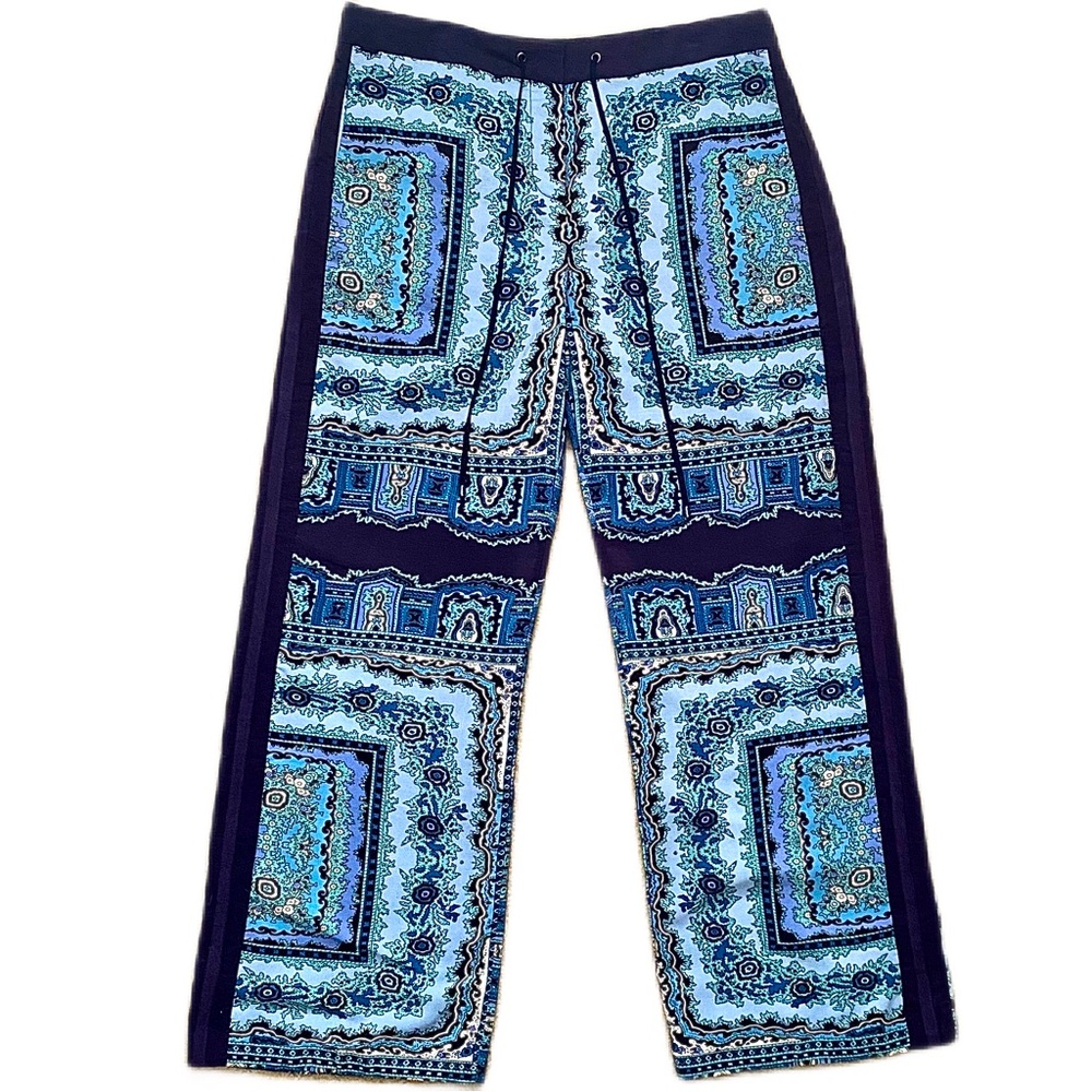Paisley Pants with Drawstring and Side Panel Details